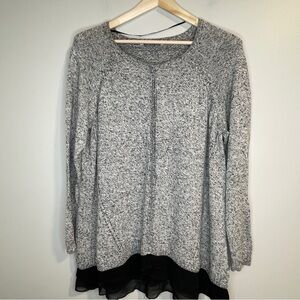 Soft Surroundings Button Down Ruffle Linen Blend Cardigan Size 1X Gray Black